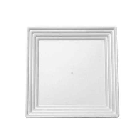 Smarty Had A Party 12" x 12" White Square with Groove Rim Plastic Serving Trays (24 Trays), 24PK 7915-CASE